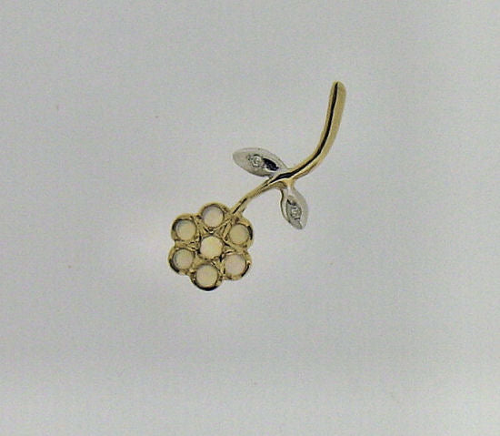 Opal and Diamond 9ct Gold Flower Pendant No138