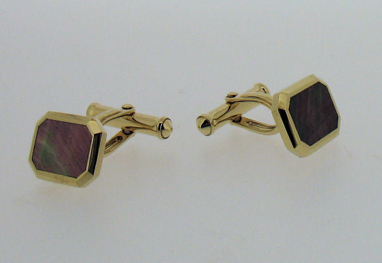 Gold and Black Lip Mother-of-Pearl Octagonal Cufflinks SW130