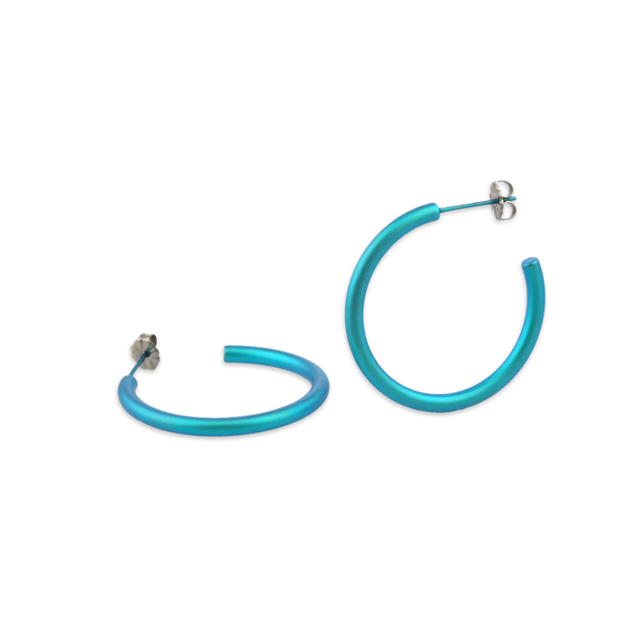 Titanium Kingfisher Medium 25mm Hoop Earrings T.E465.80V
