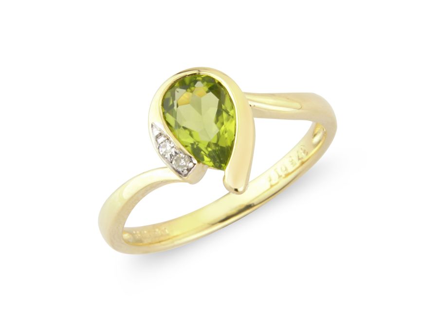 Peridot and Diamond Ring in 9ct Yellow Gold CH038-1YDPER