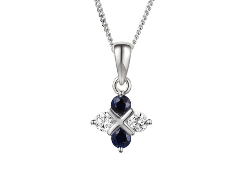 Sapphire and Cubic Zirconia Silver Pendant 9184S