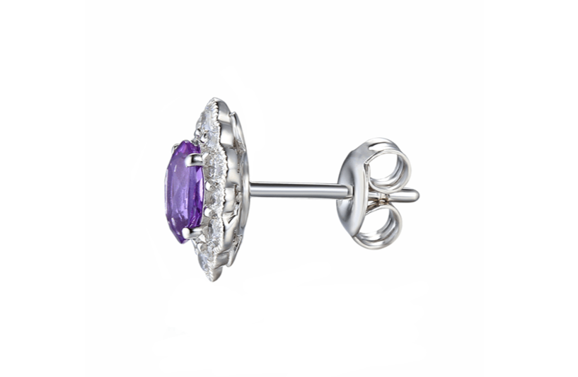 Amethyst and Silver Stud Earrings 9262
