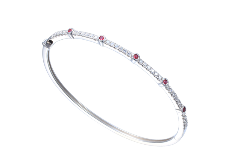 Ruby and Cubic Zirconia Silver Bangle 9315R