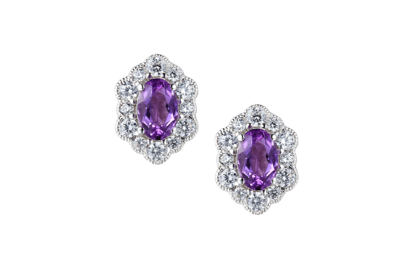 Amethyst and Silver Stud Earrings 9262