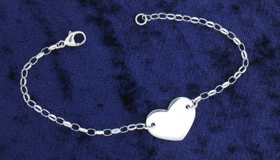 Silver Heart and Belcher Chain Bracelet 201014