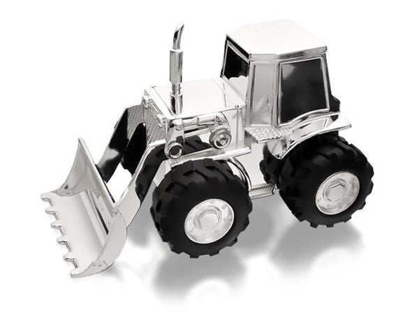Silver Plated Tractor/Digger Money Bank 2814