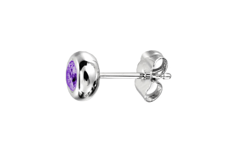 Amethyst and Silver Stud Earrings 5004