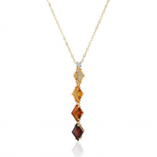 Citrine and Garnet, 9ct yellow gold, Pendant Necklace 6W24DCT