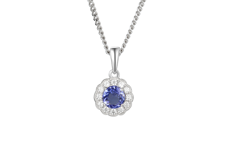 Tanzanite and Cubic Zirconia Silver Pendant 9231TZ/CZ