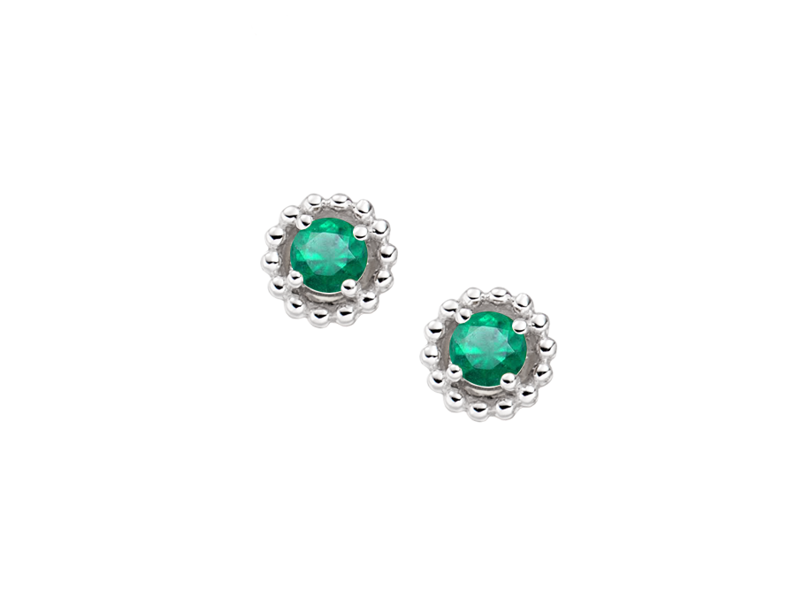 Emerald and Silver Stud Earrings 5005E