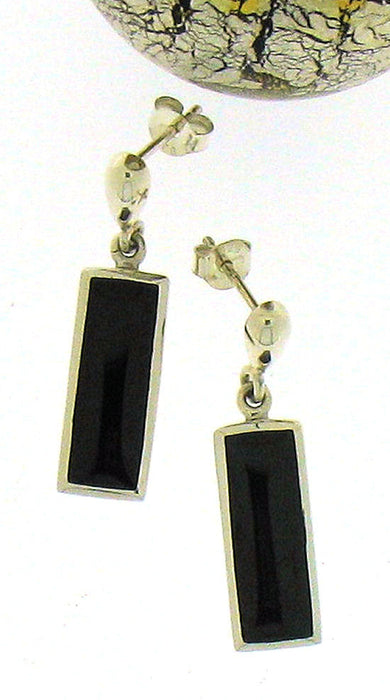 Whitby Jet & Silver Drop Earrings 56238