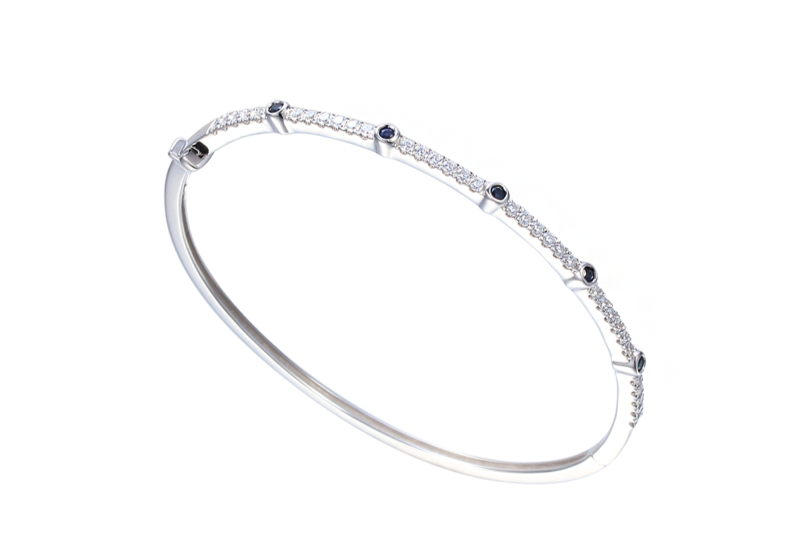 Sapphire and Cubic Zirconia Silver Bangle 9315S