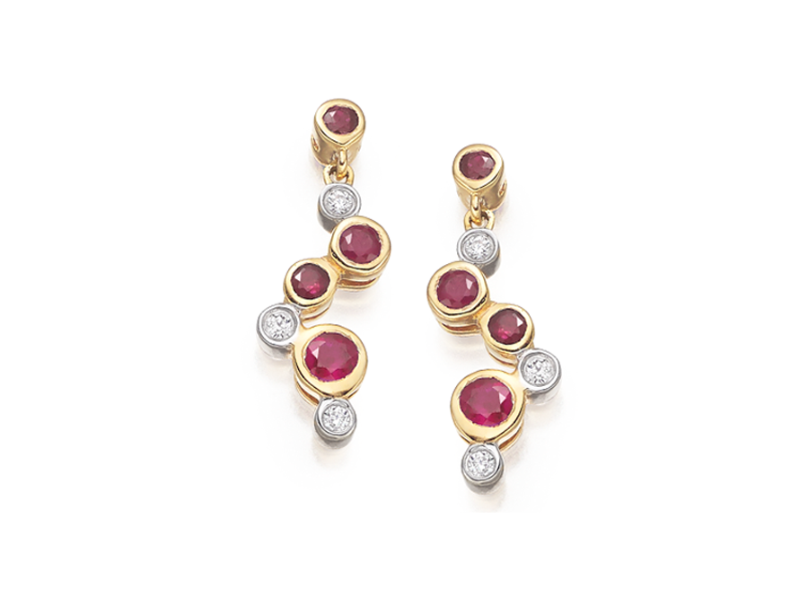 Ruby and Diamond Rhapsody Bubble Drop Earrings 6123YD/R