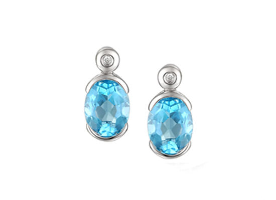 Blue Topaz and Silver Stud Earrings 6153BT