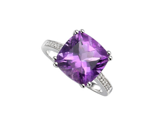 Amethyst and Cubic Zirconia Silver Ring 6230