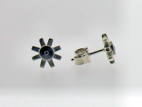 Diamond, Silver and Palladium Stud Earrings 7160