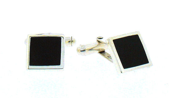 Whitby Jet & Silver Cufflinks 75186