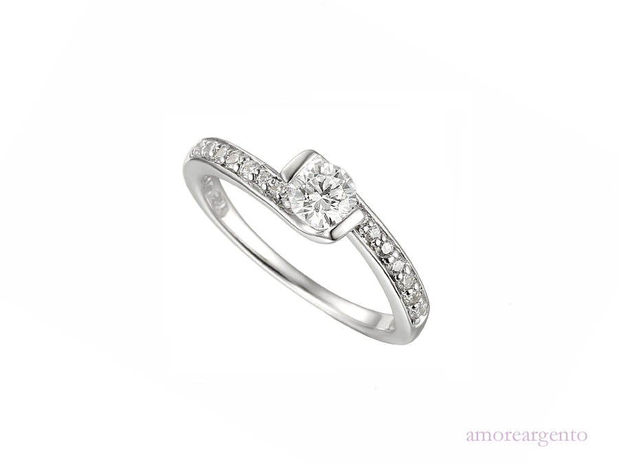 Cubic Zirconia and Silver Ring 7586