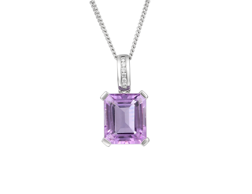 Amethyst and Silver Pendant on Chain 6239
