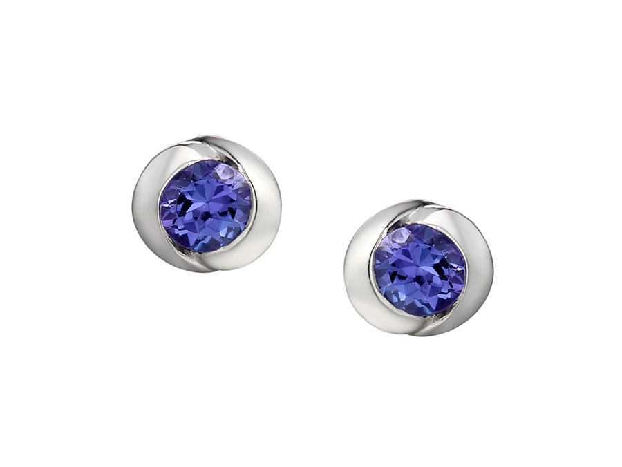 Tanzanite 9ct White Gold Stud Earrings 8545
