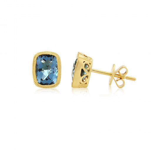 Blue Topaz and 9ct Yellow Gold Earrings 8L17BT