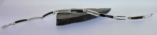 Whitby Jet and Silver Bar Bracelet 83189