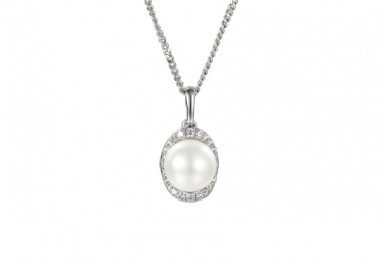 Pearl and Cubic Zirconia Silver Pendant 9028