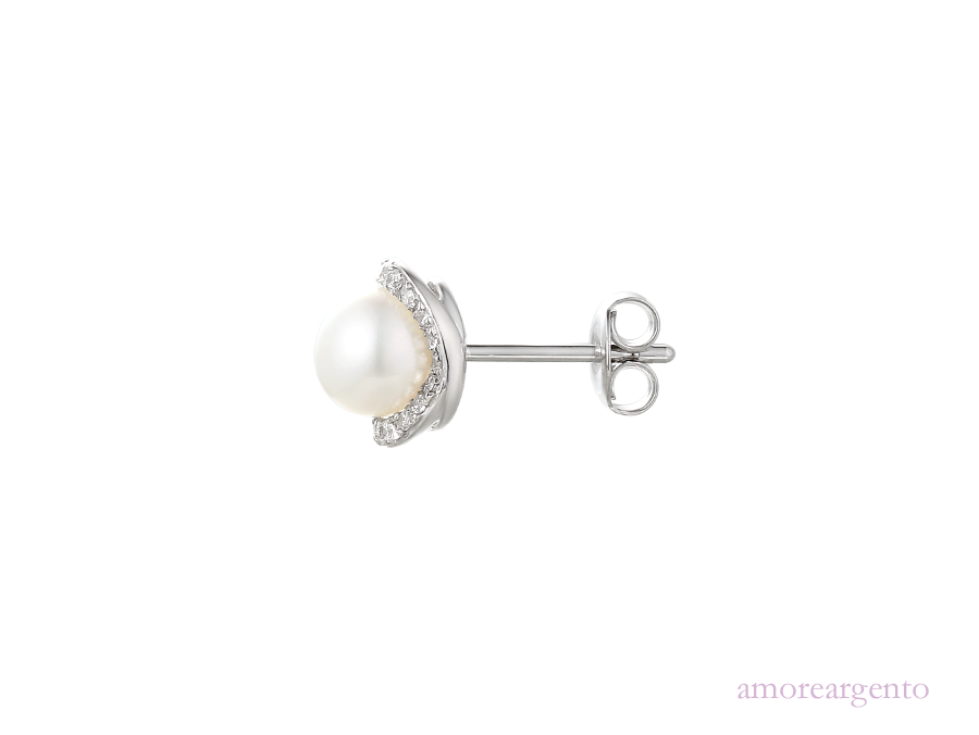 Freshwater Pearl and Cubic Zirconia Cluster Stud Earrings 9030