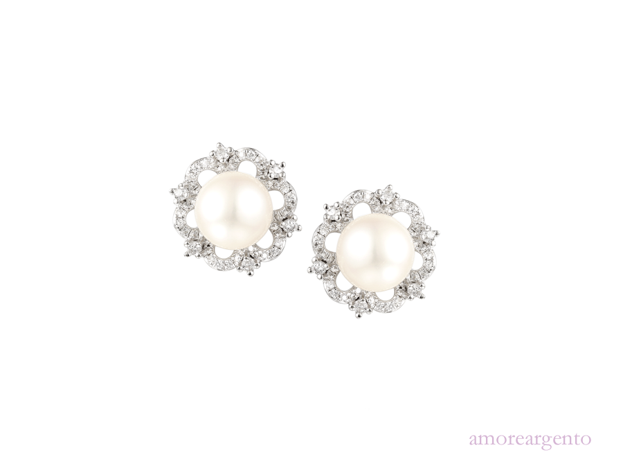 Pearl and Cubic Zirconia Studs 9072