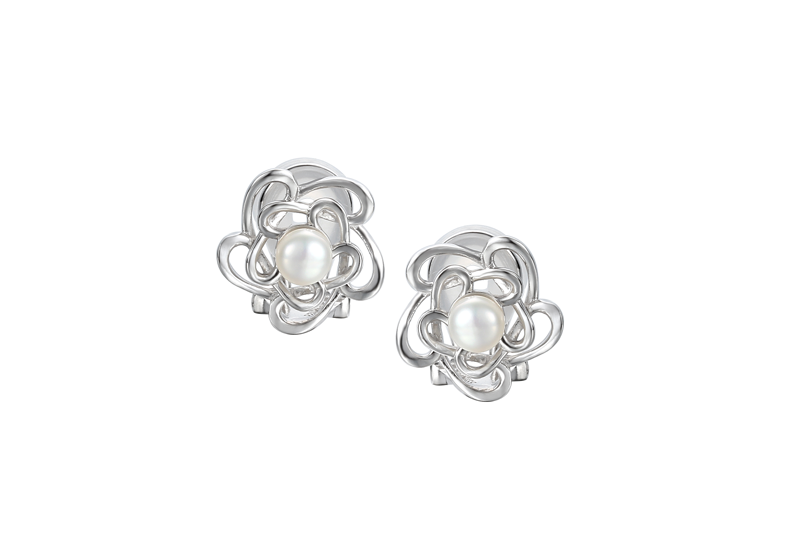 Pearl and Silver Clip Studs 9116