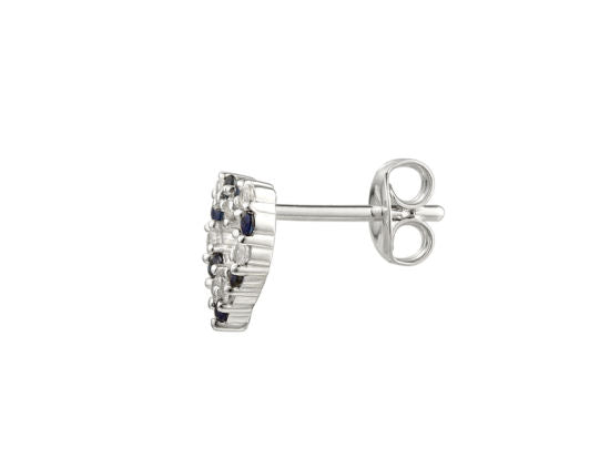 Sapphire and Cubic Zirconia Heart Stud Earrings 9136s