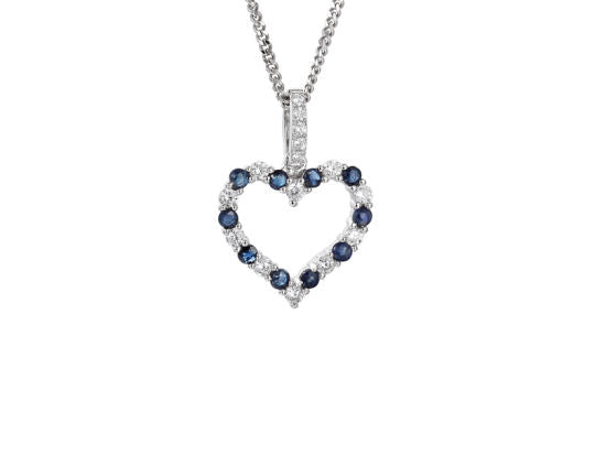 Sapphire and Cubic Zirconia Heart Necklace 9137s