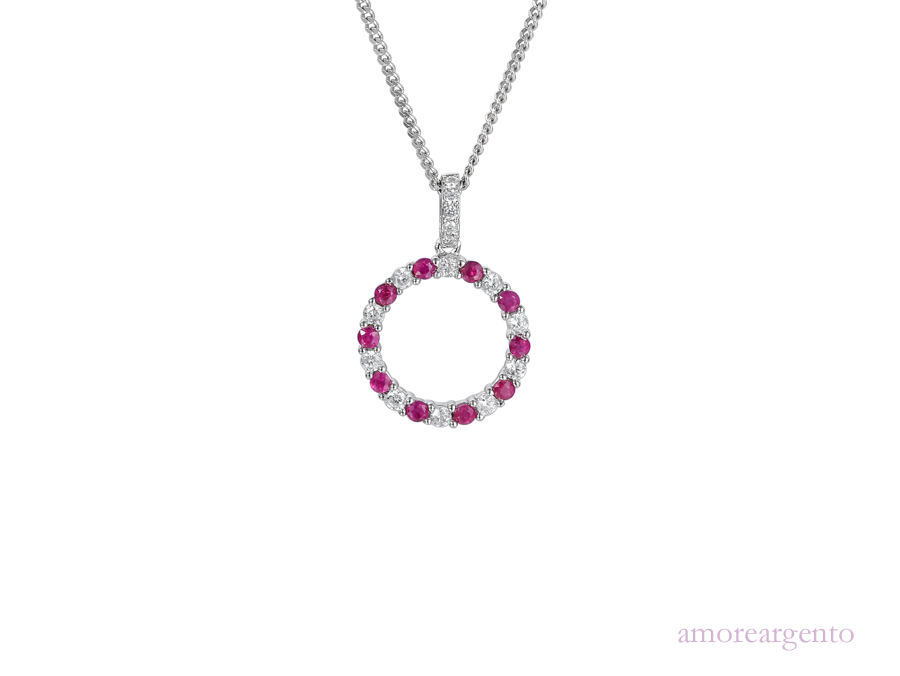 Ruby, Cubic Zirconia and Silver Necklace 9139R
