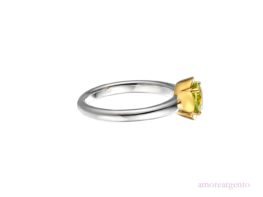 Peridot and Silver and Gold Plate Ring 9205YPER/SIL