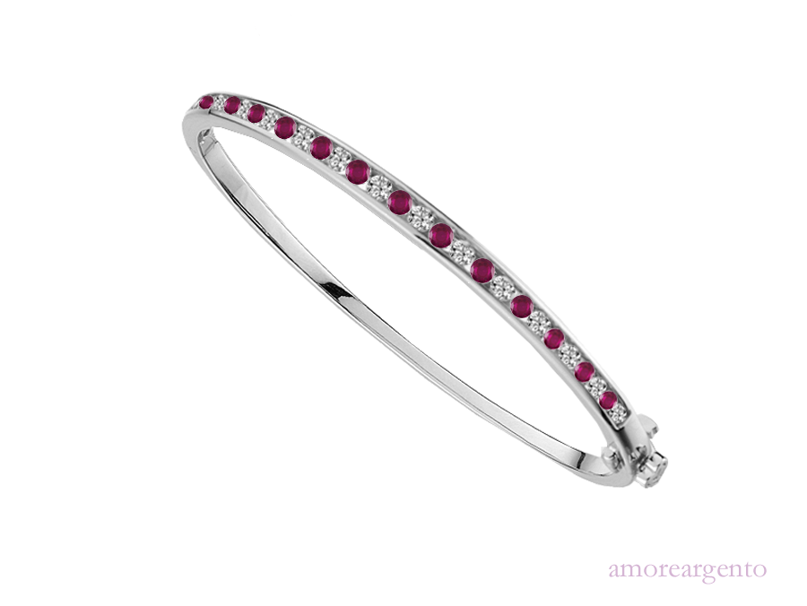 Ruby and Cubic Zirconia Silver Bangle 9218CZ/R