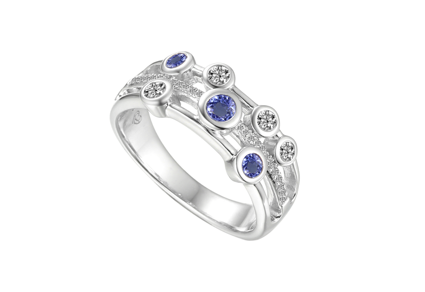 Tanzanite and Cubic Zirconia Silver Ring 9235TZ/CZ