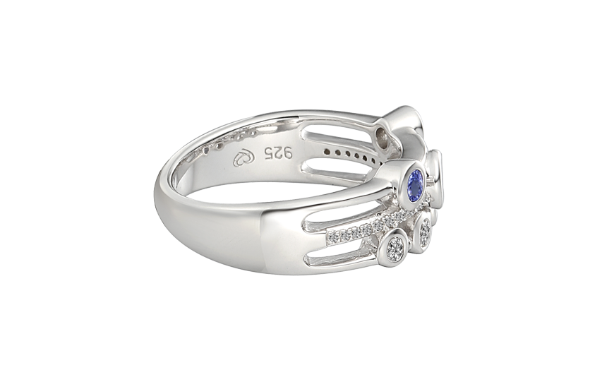 Tanzanite and Cubic Zirconia Silver Ring 9235TZ/CZ