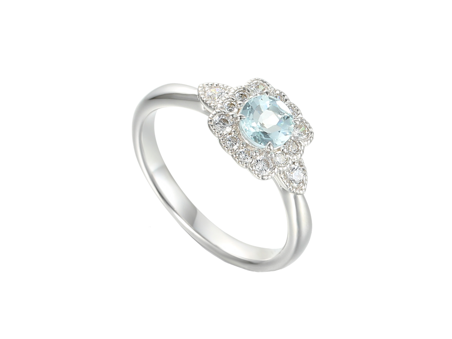 Aquamarine and Silver Lovable Me Ring 9263SILCZ/AQ