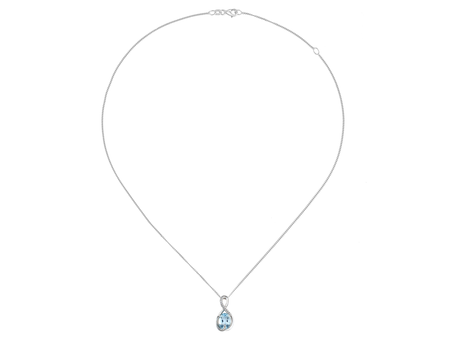 Aquamarine, Cubic Zirconia and Silver Pendant 9296