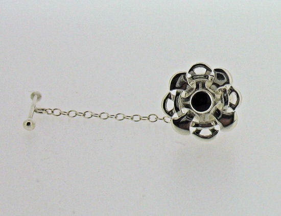Silver and Whitby Jet Tie-Tack ADTT