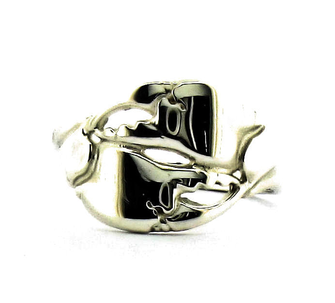 Silver double crab claw ring A R 2-1