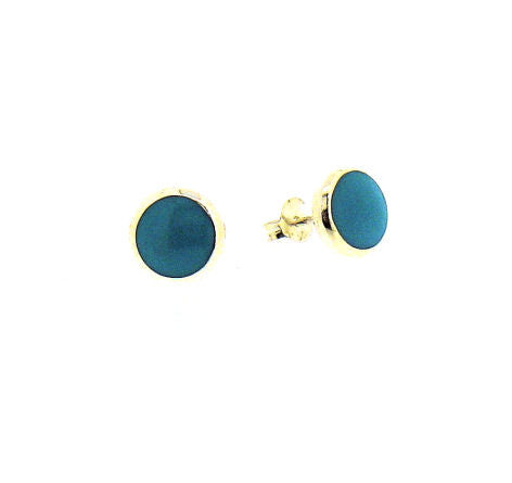 Turquoise and Silver Round Stud Earrings BP0259