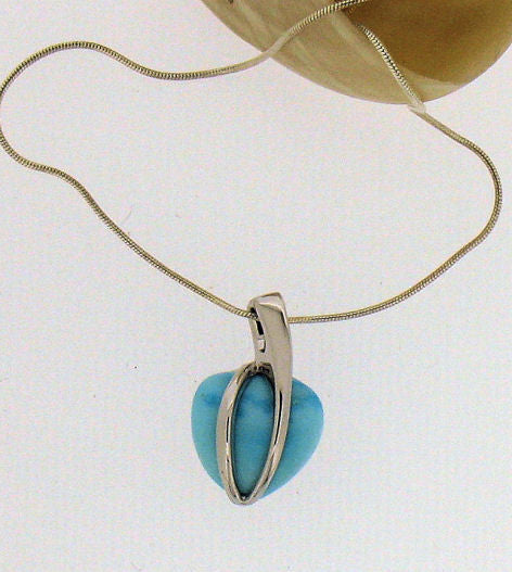 Turquoise and Silver Heart shaped Pendant BP4582