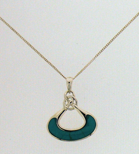 Turquoise and Silver Celtic Knot Pendant on Chain BT4771