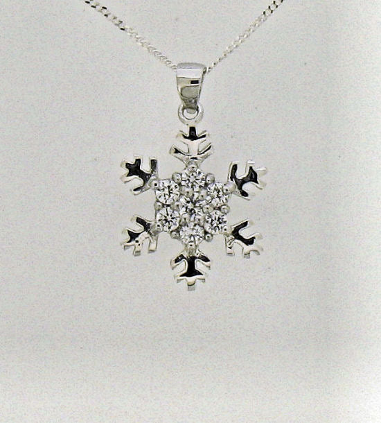 Cubic Zirconia and Silver Snowflake Pendant BT4774