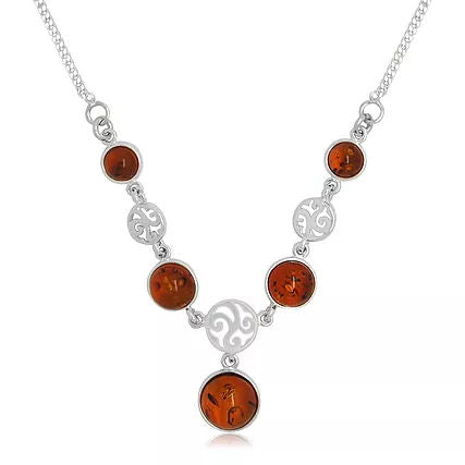 Amber and Silver Graduated Necklet CL866