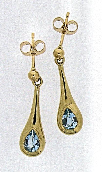 Blue Topaz Gold Drop Earrings E093 GS