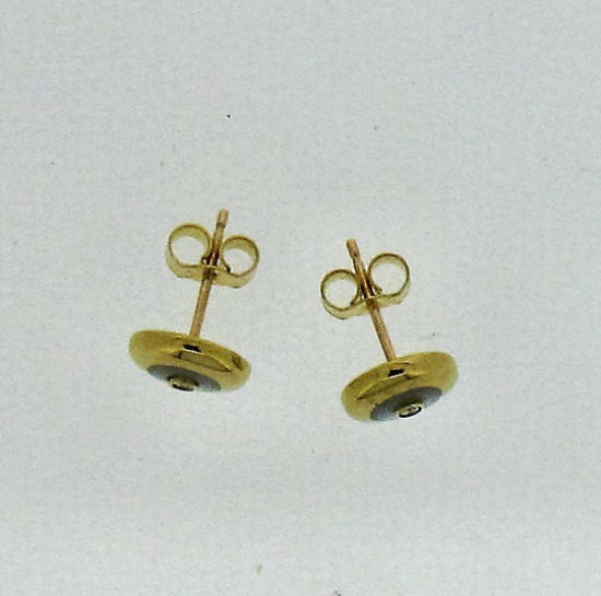 Mother-of-Pearl and Diamond Gold Studs E50