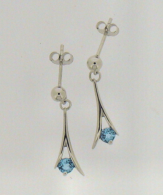 Blue Topaz and Silver Drop Earrings ER115 BT
