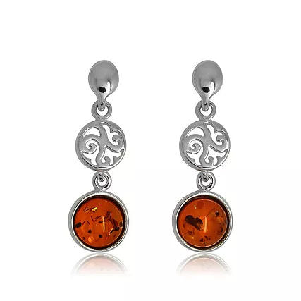 Amber and Silver Drop Earrings ER1394